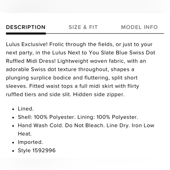 Lulu's Next to You Slate Blue Swiss Dot Ruffled Midi Dress - Picture 6 of 6